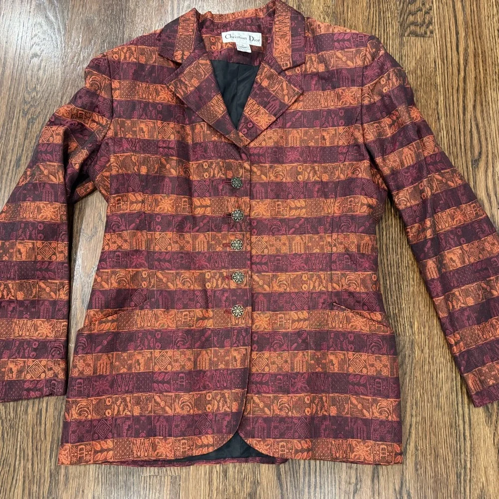CHRISTIAN DIOR Vintage Blazer V- neck Jacket size 8